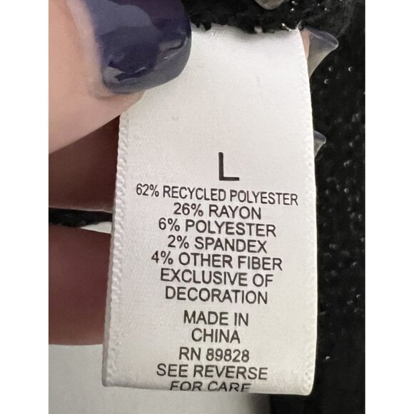 Logo Lori Goldstein Womens Lace Trim Sweater Top L Black Recycled Polyester - Picture 5 of 7